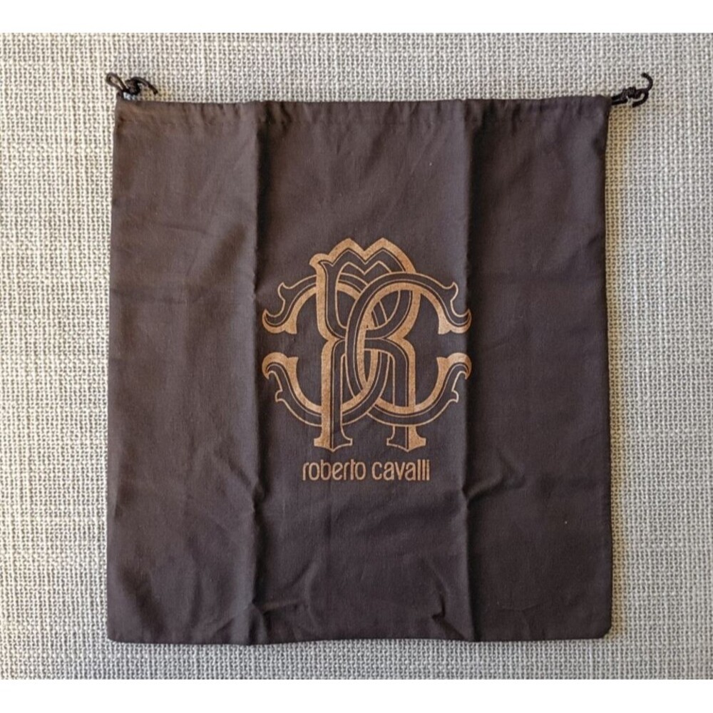 Roberto Cavalli Brown Drawstring dust bag shoes handbag L | Mint 13.5”x14.5"